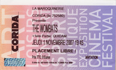 Scan place de concert : The Wombats � la Maroquinerie  (Paris 20e)